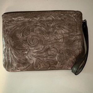 Patricia Nash leather wristlet pewter